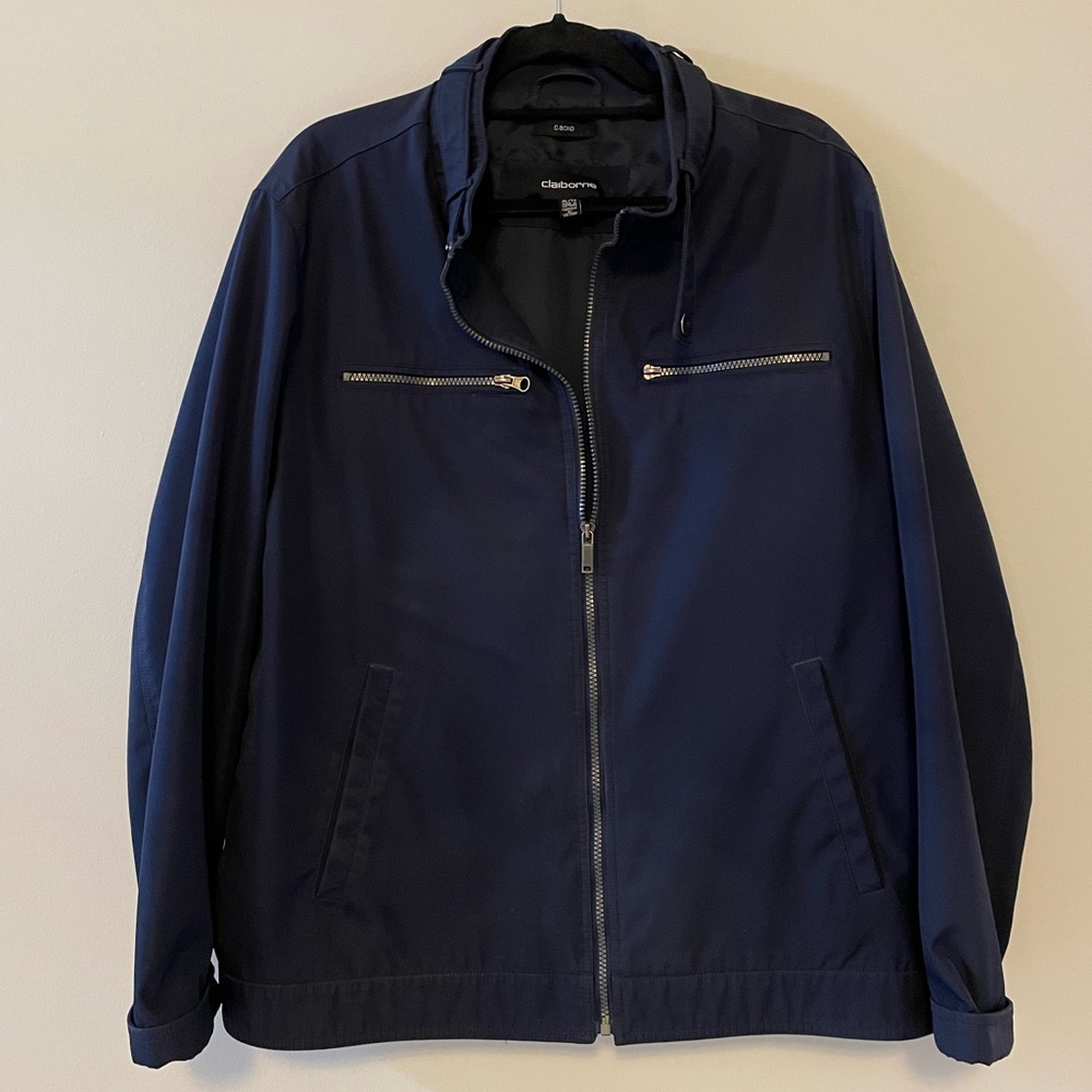 3/$30 Claiborne Men jacket Coat Bomber, a Zipper handle on pocket broken XL